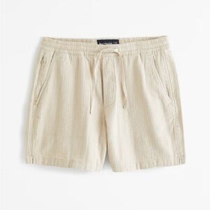 Abercrombie & Fitch Tan Flat Front Summer Shorts cotton and linen blend